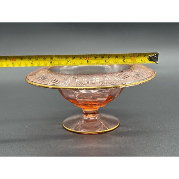 Vintage Tiffin Glass Pink Depression Compote Pedestal Candy Dish w/ Rim - Picture 7 of 7